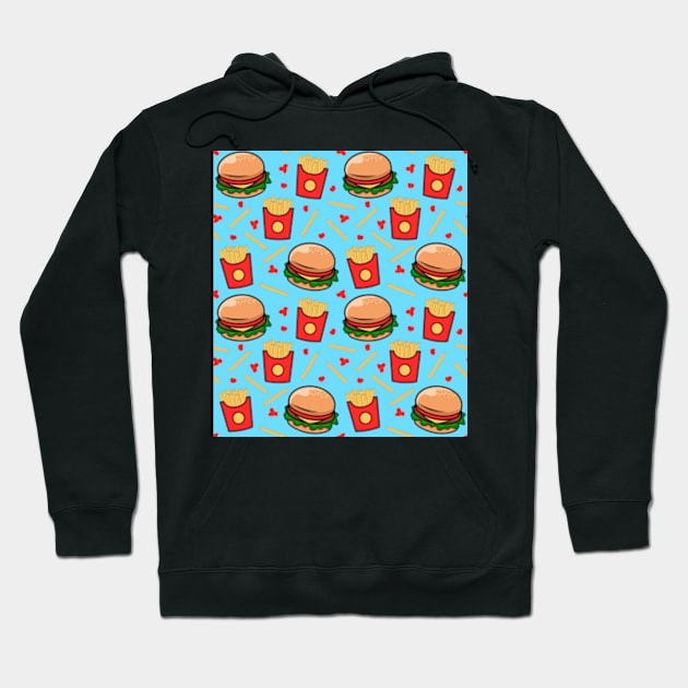 Burger And Fries Fast Food Pattern Hoodie by deadright